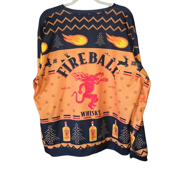 Fireball Whiskey Ugly Christmas Pullover 3x Long Sleeve Holiday Patterns Festive - Picture 2 of 4